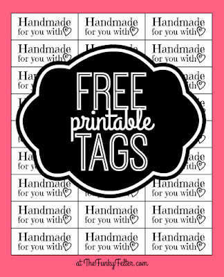 FREE PDF printable craft tags or labels saying handmade with love by the funky felter