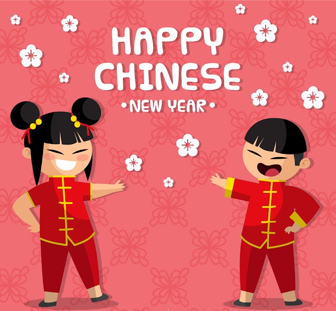 Happy Chinese New Year Creative spring festival boy and girl free vector