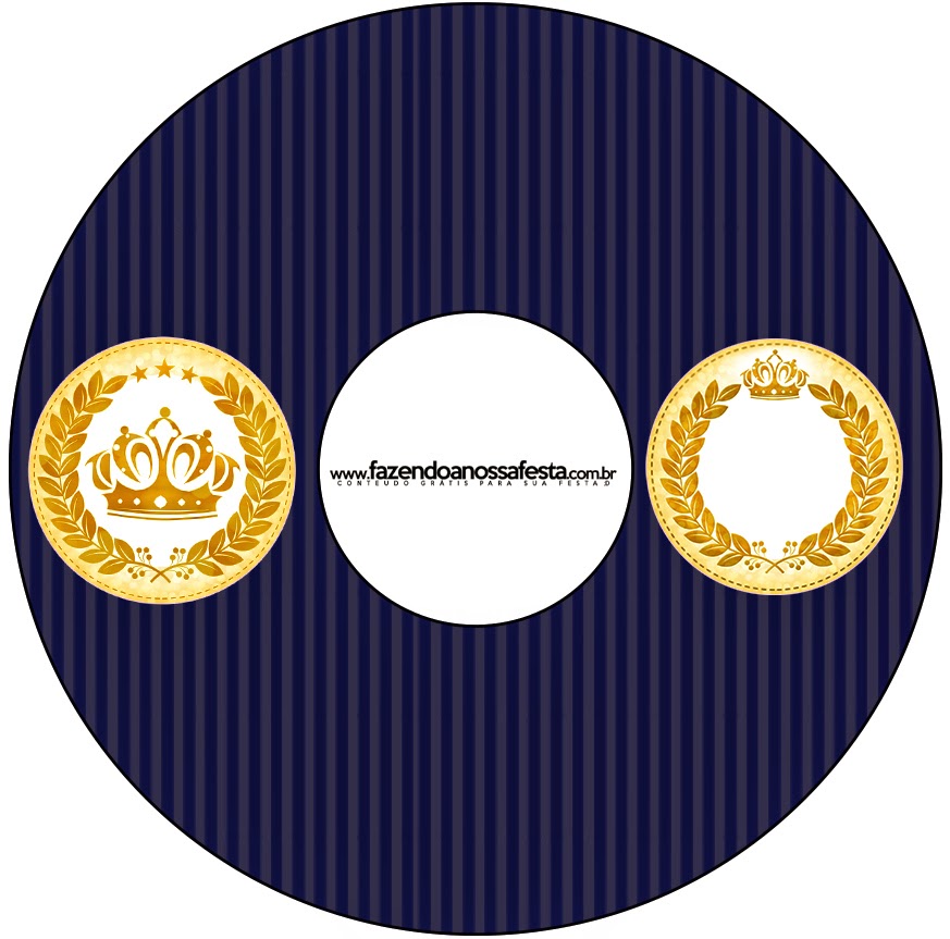 Etiquetas de Corona Dorada en Fondo Azul para CD's. 