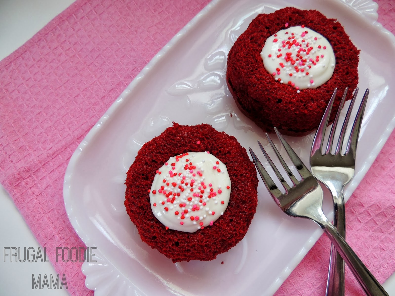 These easy Red Velvet Molten Cakes with an ooey, gooey cream cheese center start with a red velvet cake mix and are the perfect Valentine's Day dessert.