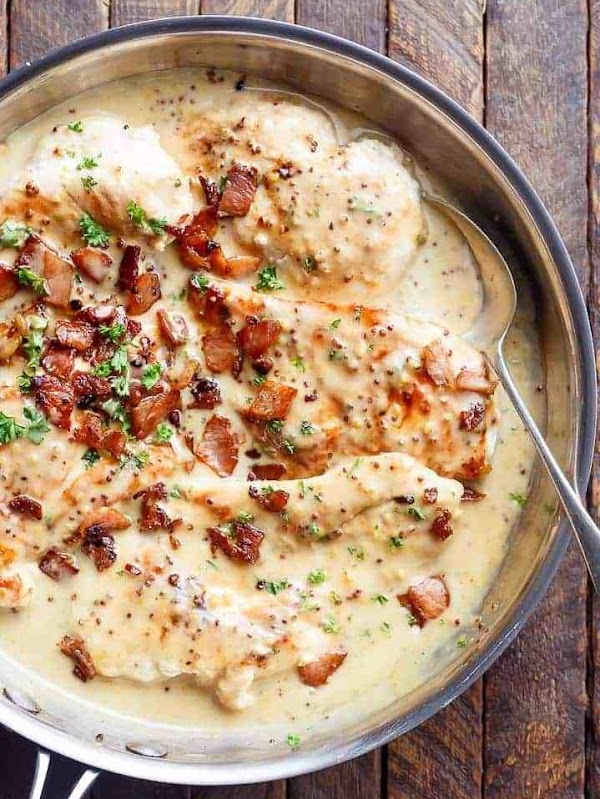 Creamy Honey Mustard Chicken With Crispy Bacon Creamy Honey Mustard Chicken With Crispy Bacon