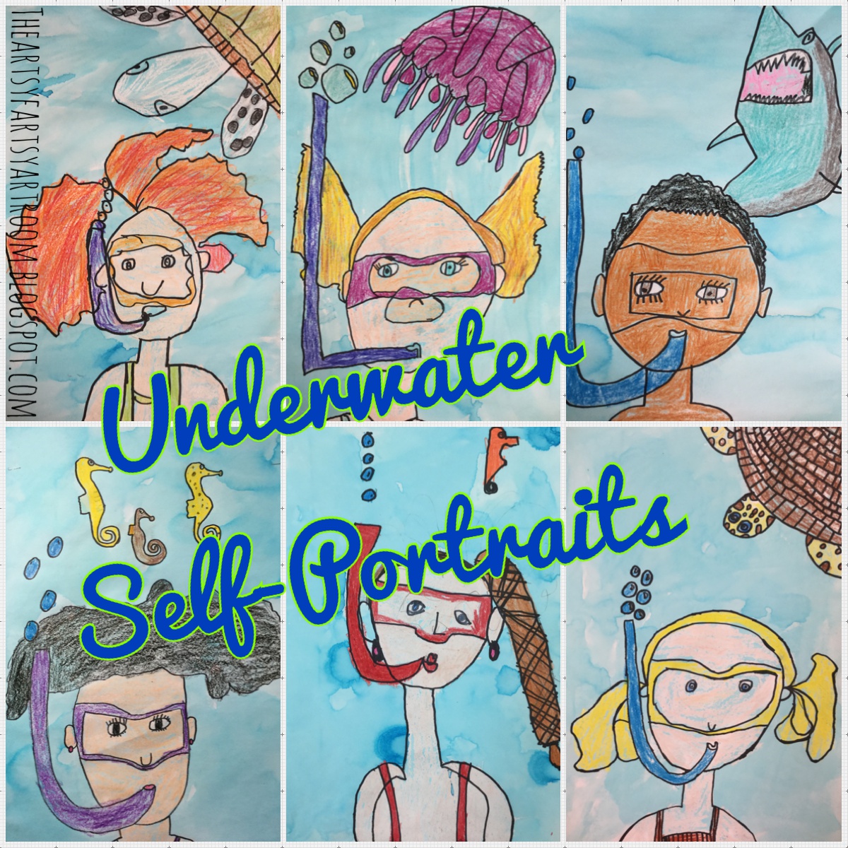 The Artsy Fartsy Art Room 2nd Grade Underwater SelfPortraits (2015)