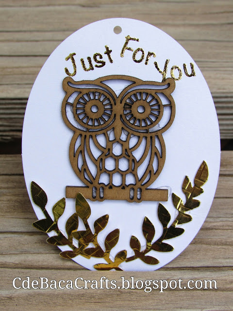 Handmade Owl Golden Gift Tag by CdeBaca Crafts.