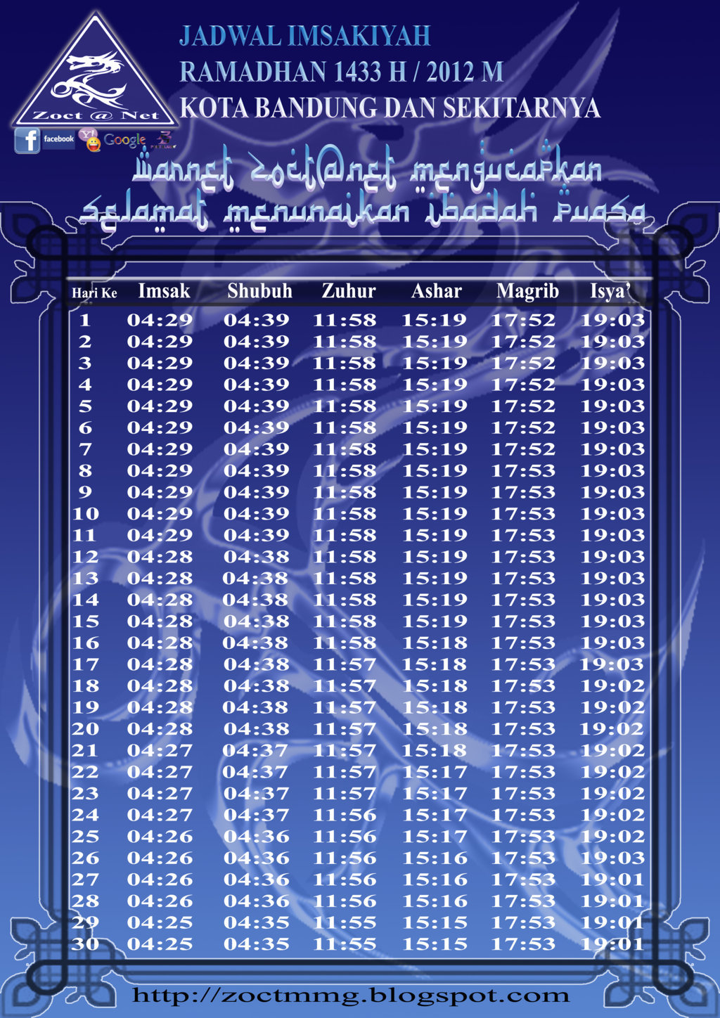 Download Jadwal Puasa Imsakiyah 1433 H/2012 M ~ Zoct Airbrush