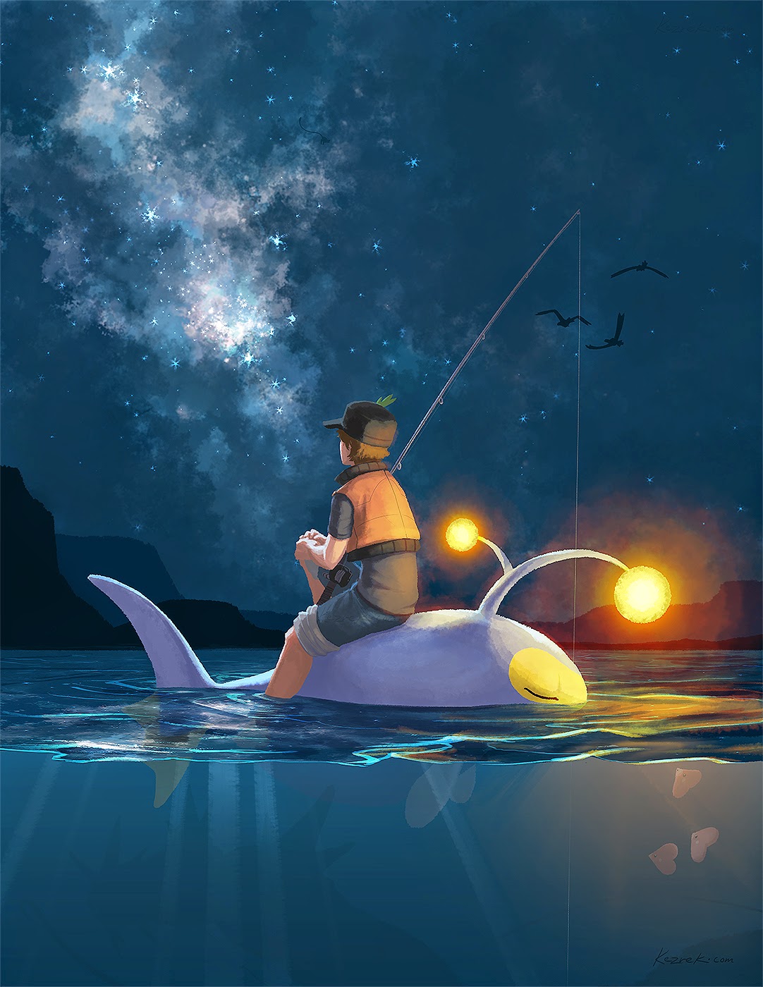 Risultati immagini per pokemon night fishing lanturn