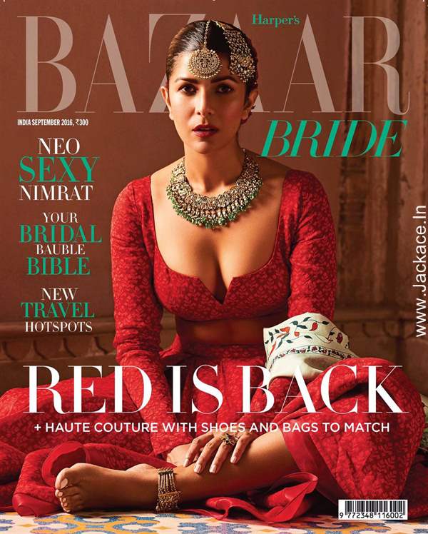 Nimrat Kaur Stuns In Red On The Harper'sBazaar Bride Cover