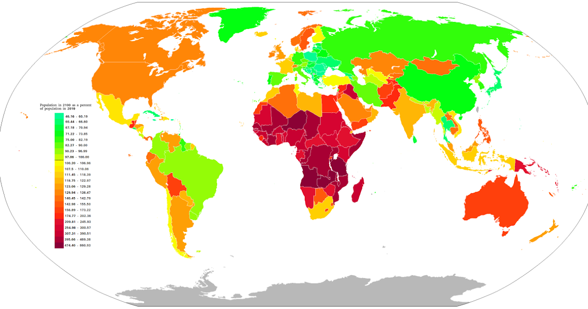 Landkartenblog: Entwicklung der Weltbevölkerung von 2010 bis 2100