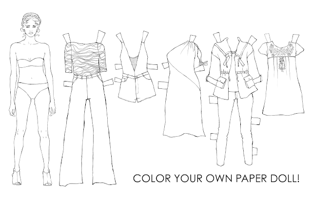 paper-dolls, printables, adult-coloring-page, fashion-coloring-page