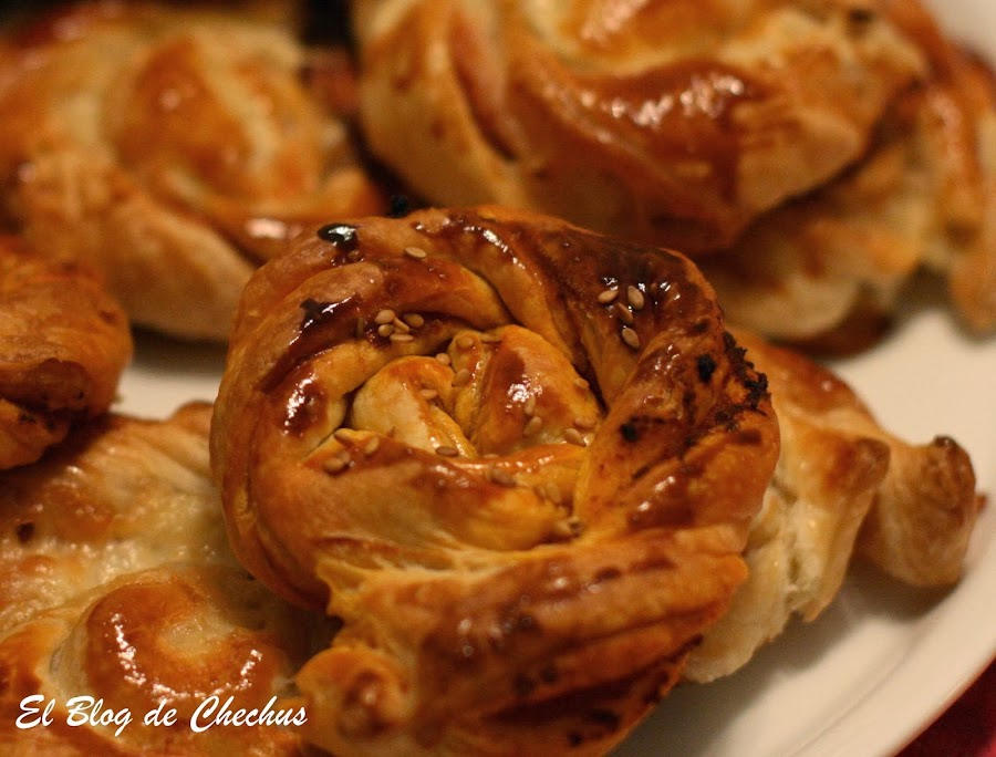 Caracolas de hojaldre, El Blog de Chechus, Chechus, Hojaldre, Entrantes, meriendas
