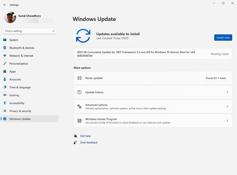 A quick look to Windows 11 Settings app - Windows Update A quick look to Windows 11 Settings app - Windows Update