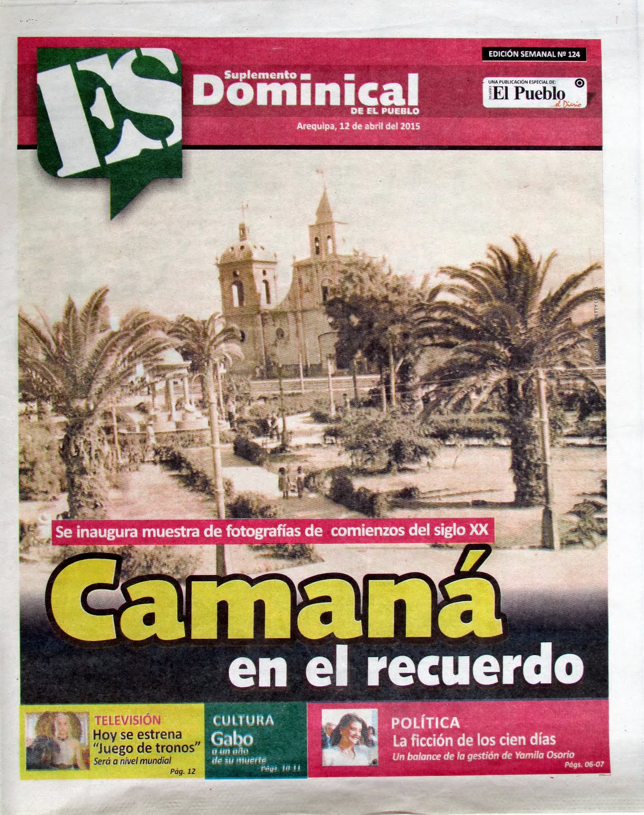 Diario El Pueblo, Suplemento Dominical. 12 de abril 2015 - 01