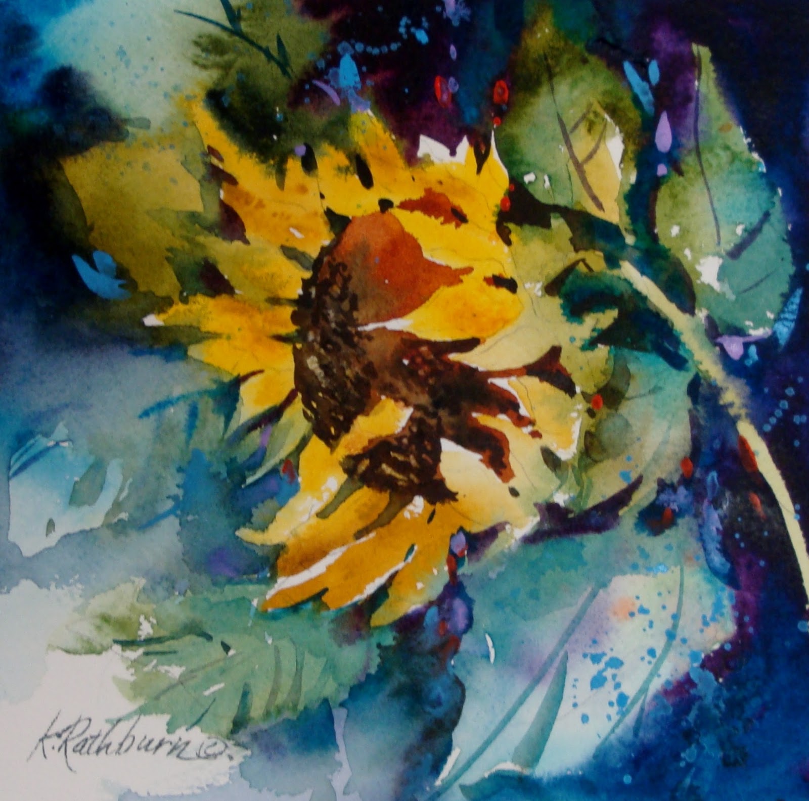 Kathy Los Rathburn Watercolorist Sunflower Series