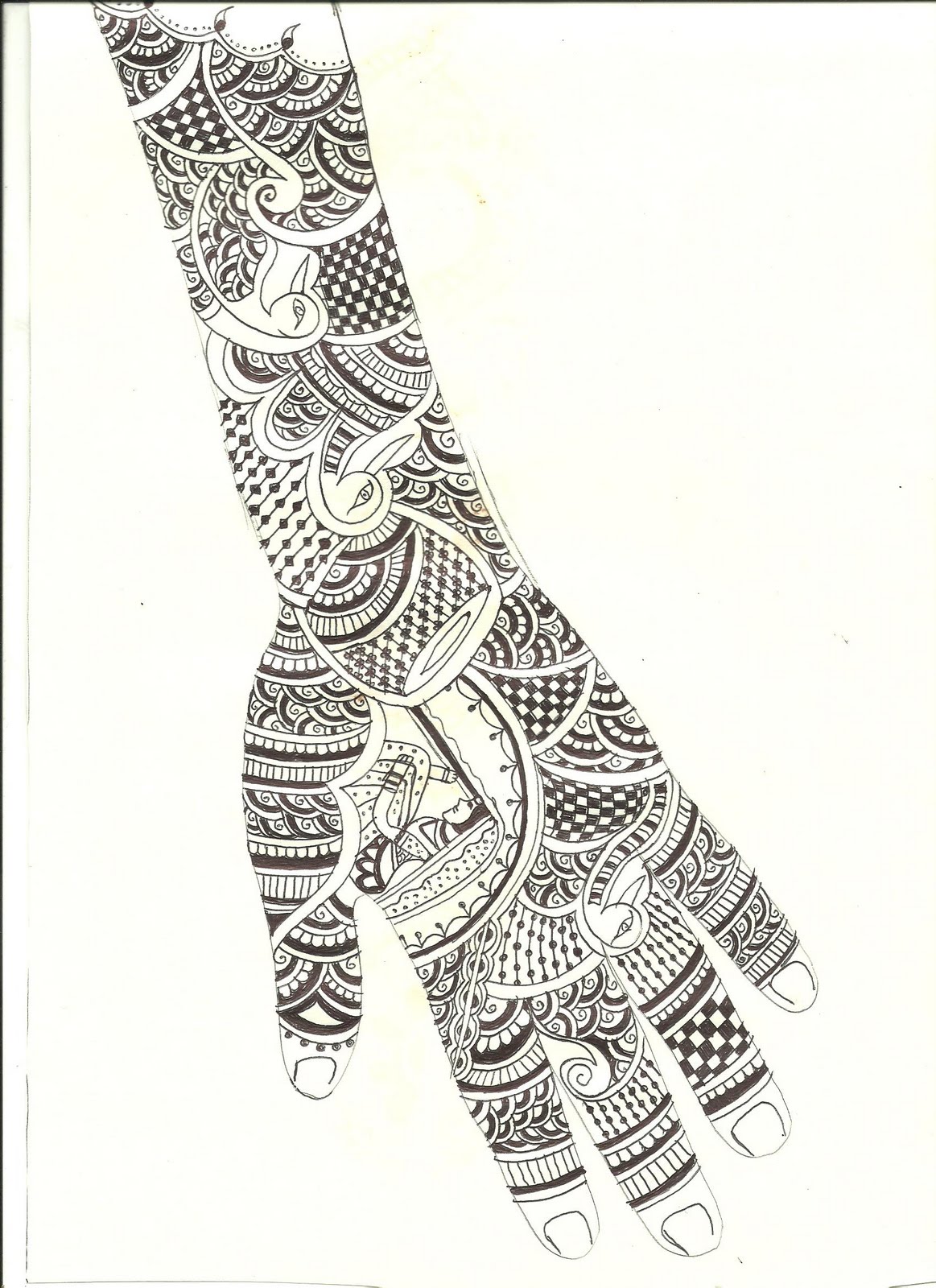 Bridal Mehndi Designs with Doli and Peacocks Sargam Mehndi Designs