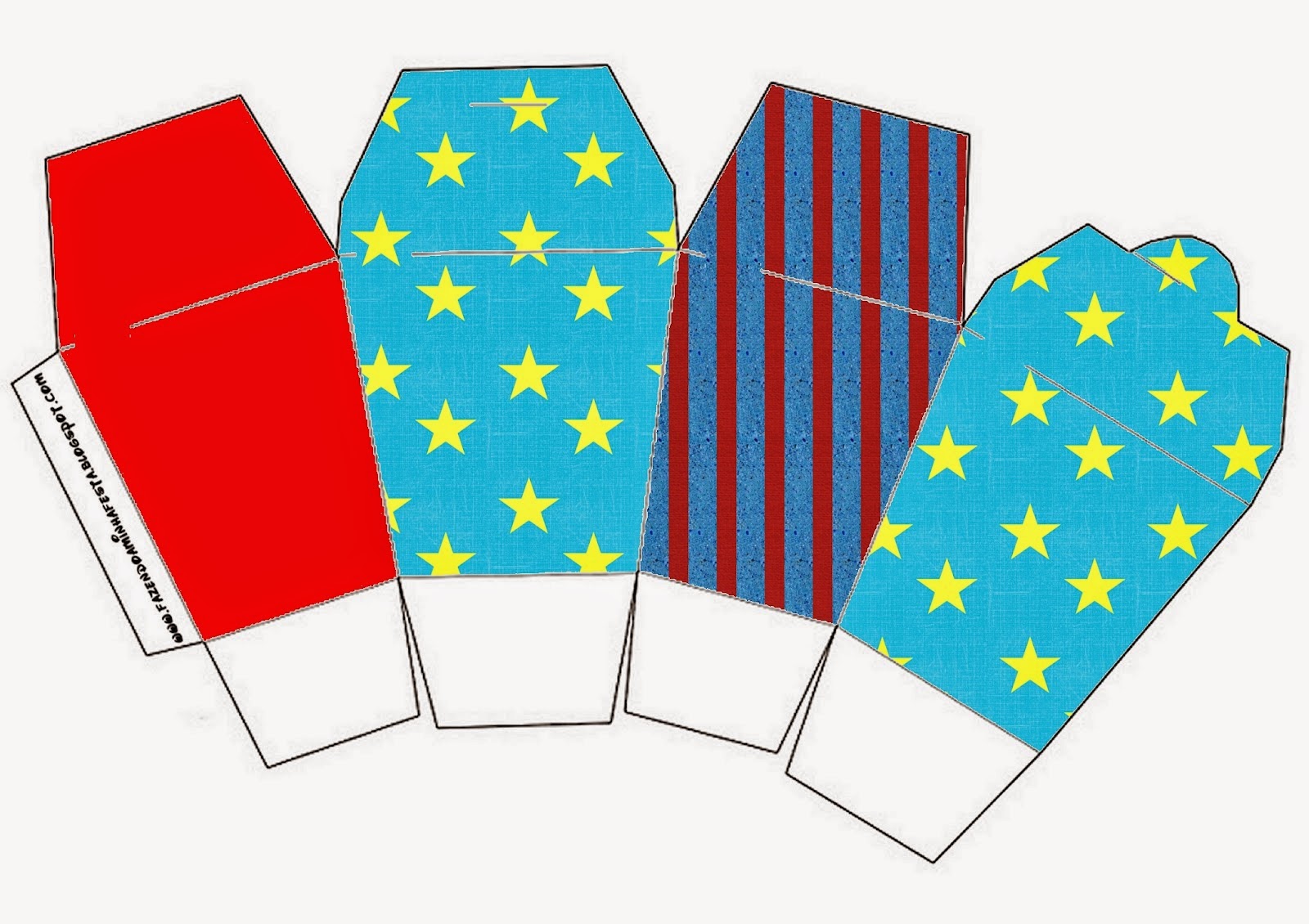 Little Stars in Light Blue: Free Party Printables. Little Stars in Light Blue, Free Printable Chinese Take Away Box