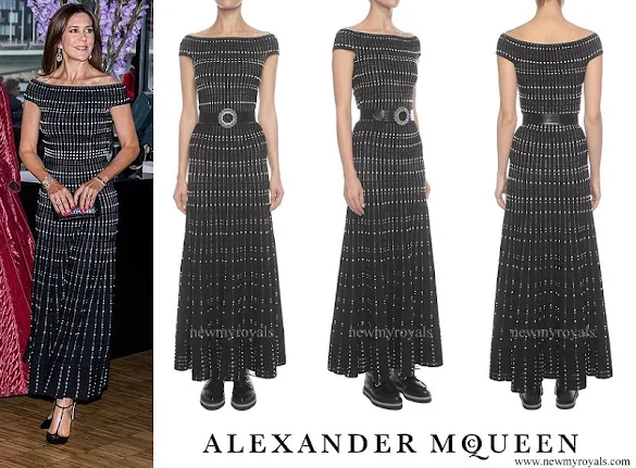 Crown Princess Mary wore Alexander McQueen Long Off Shoulder Knit Dress