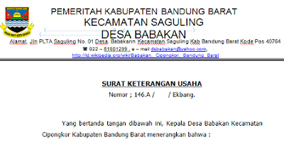 Contoh Surat Keterangan Usaha Untuk Pinjaman Kur Bank