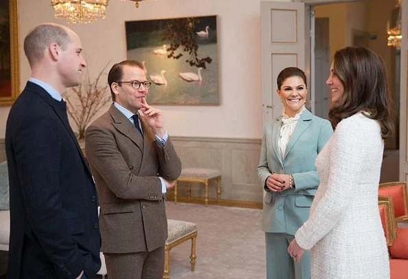 Crown Princess Victoria and her husband Prince Daniel for tea this afternoon and met with Princess Estelle and Prince Oscar