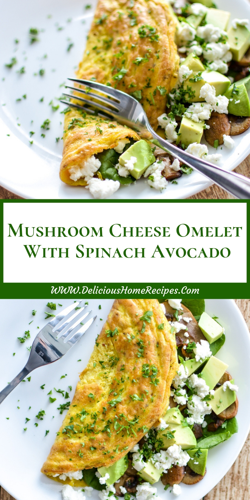 Mushroom Cheese Omelet With Spinach Avocado