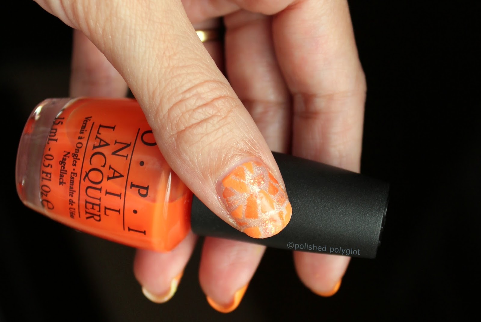 NOTD | Mosaic nails using three shades of Orange / Polished Polyglot