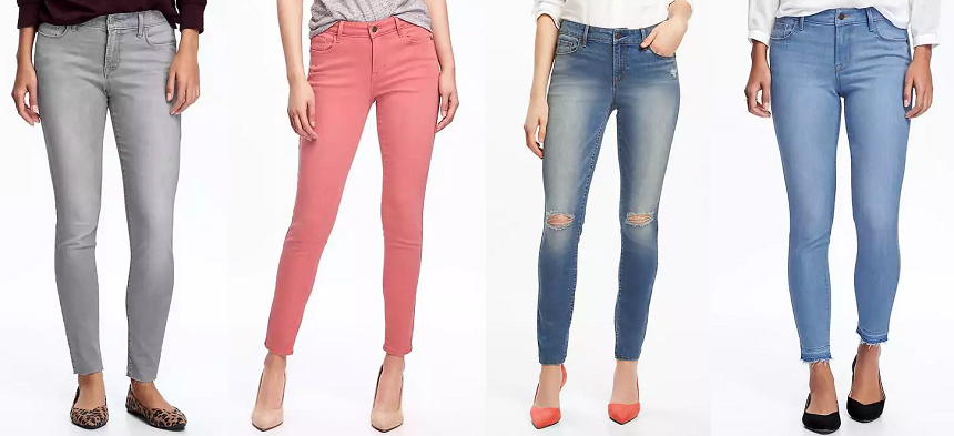 Gray Rockstar Jeans $15 (reg $35) | Pop-Color Jeans $15 (reg $35) - click for more color options | Distressed Rockstar Jeans $15 (reg $35) | Relaxed Cuff Jeans $15 (reg $35)