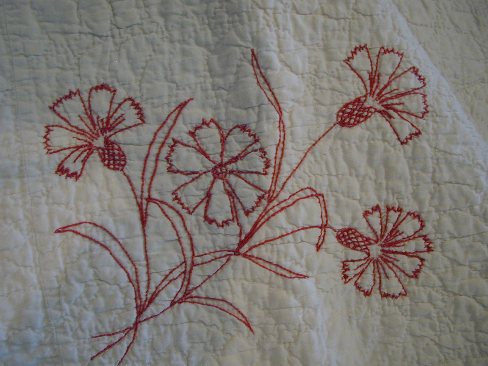 Moonbear Longarm Quilting Antique Redwork Quilt