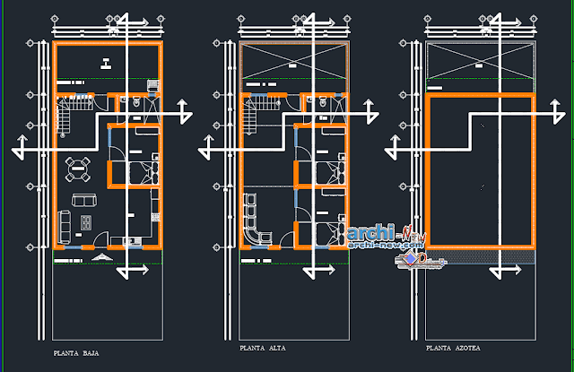 Room two levels house in AutoCAD 