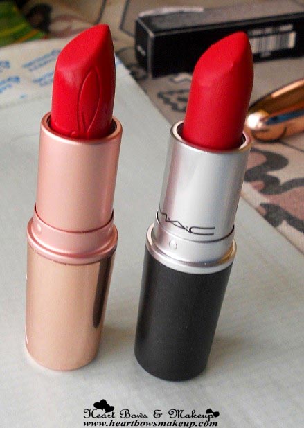 MAC RiRi Woo Review Swatches Pictures MAC RiRi Woo Ruby Woo Comparative Swatches