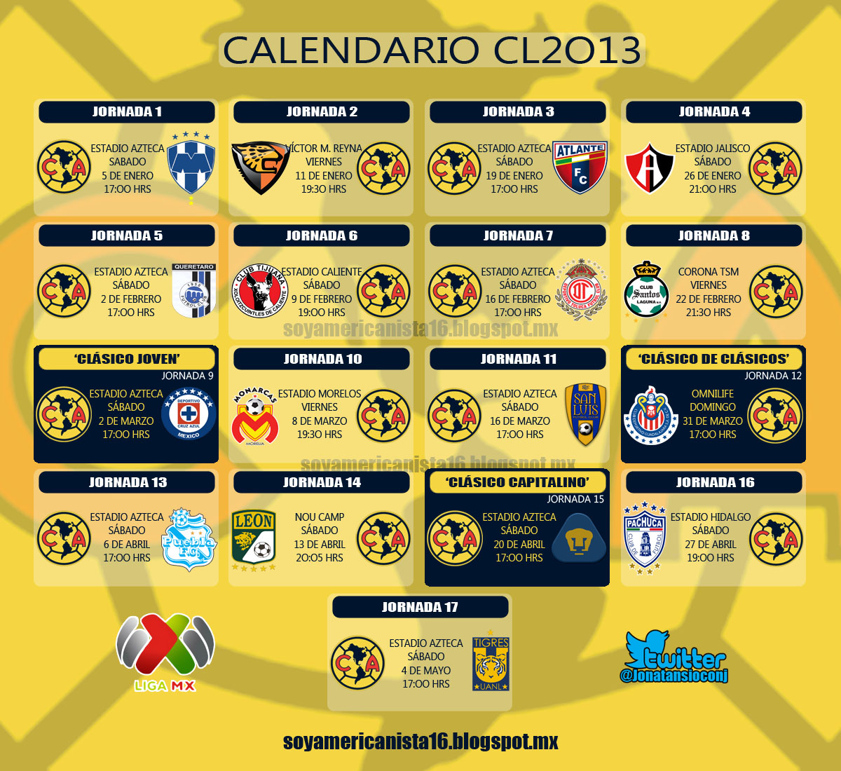 Soy Americanista Calendario Club América CL2O13