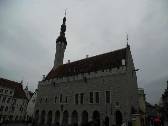 Tallinn's Old Town Hall on a rainy afternoon