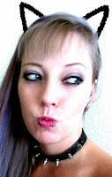 selfie duck lips pouty sexy blonde cat girl costume lipstick master