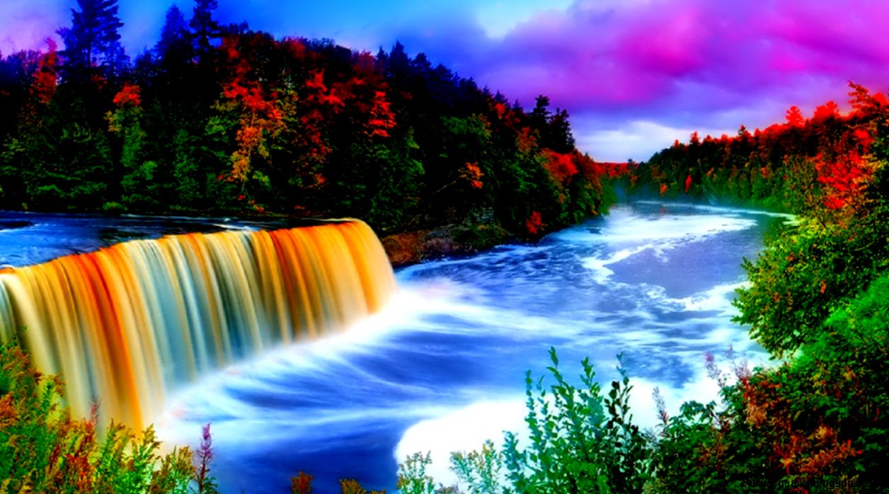 Waterfall Rainbow Background Wallpaper | Wallpapers Quality