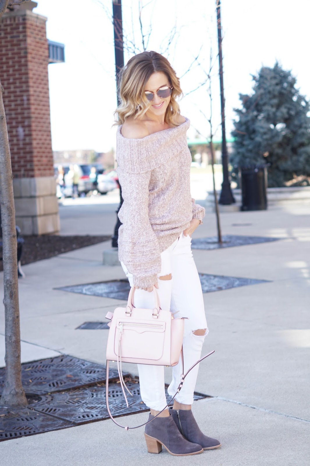 Two Peas in a Blog Lilac off the shoulder sweater
