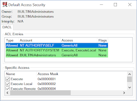 Default COM access security showing NT AUTHORITY\SELF