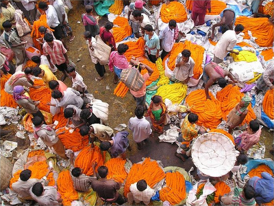 A flower market in Kolkata