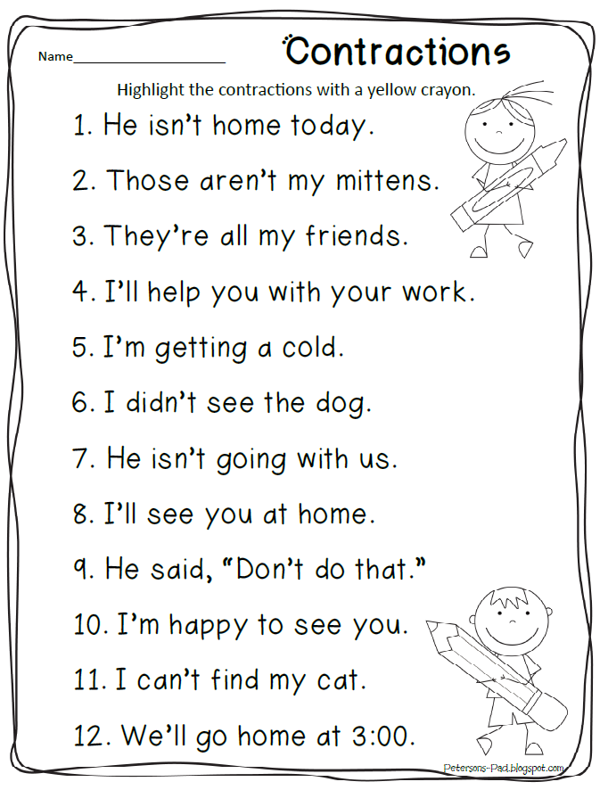 Peterson's Pad: Contraction FREEBIE