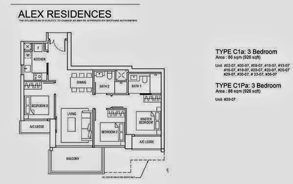 Alex Residences 3 Bedroom Floor Plan