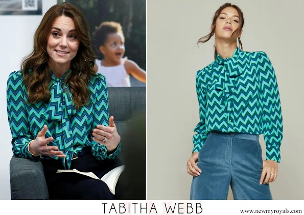 Kate Middleton wore Tabitha Webb Pansy Pussybow in Green Chevron