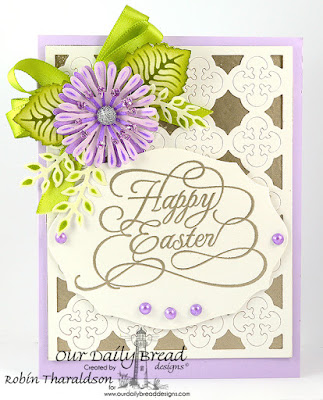 Our Daily Bread Designs Stamp: Flourished Happy Easter, Our Daily Bread Designs Custom Dies: Quatrefoil Pattern, Asters and Leaves, Fancy Foliage, Asters and Leaves, Elegant Ovals