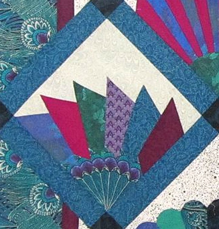 Quilts + Color Fan Quilt With Peacock Fabric