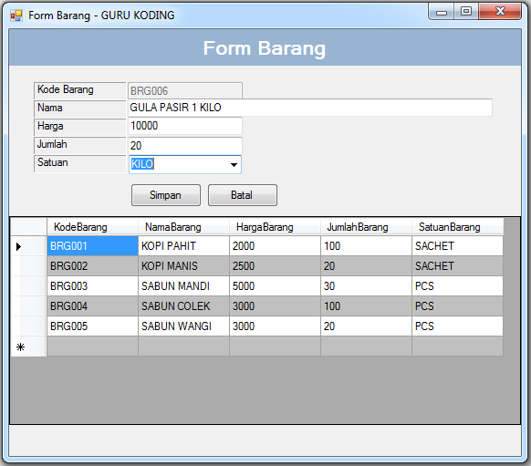 Source Code VB .NET- Inventory - Sinau Outodidak