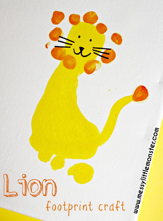 Lion footprint craft for kids - an adorable keepsake activity. Great for babies, toddlers and preschoolers. 