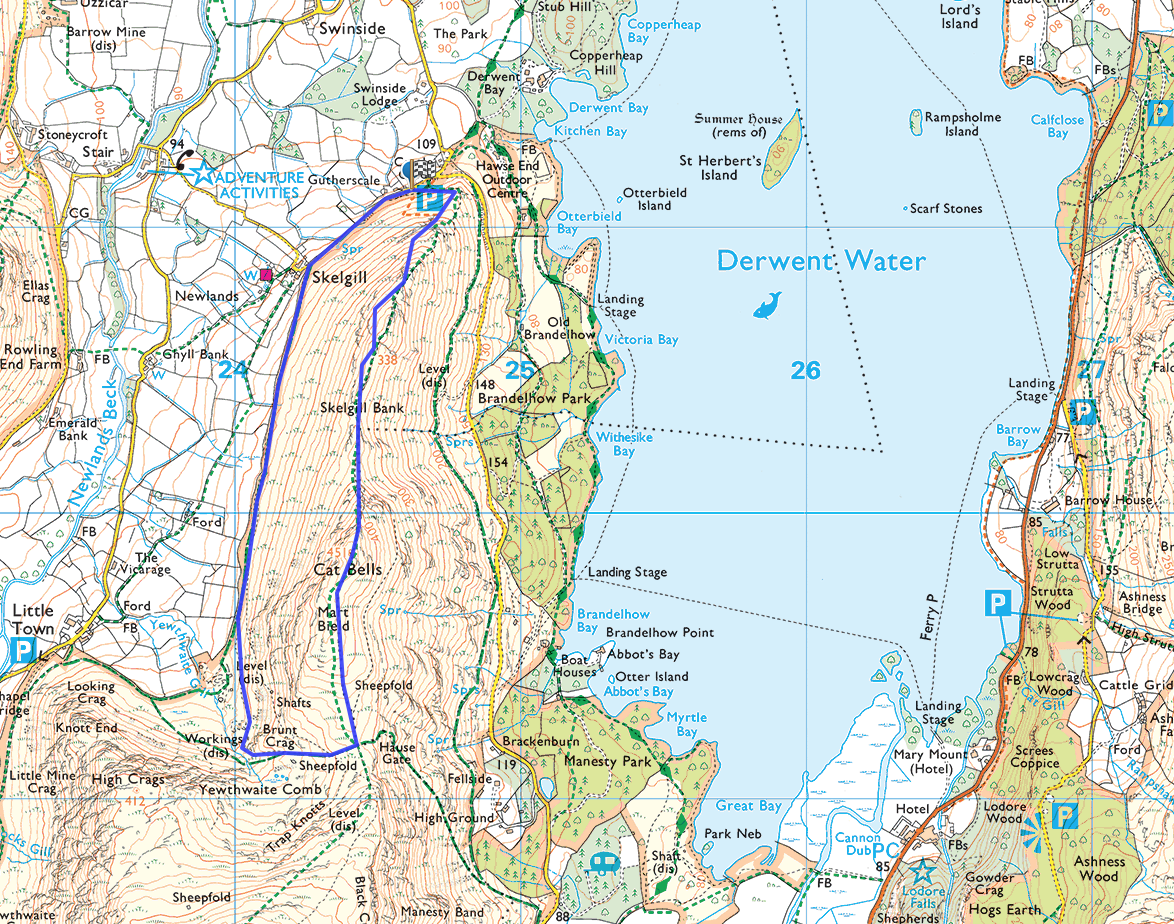 Cat Bells, easy, quick, Catbells, walk, Keswick, Derwent Water, Lakes, Lake District, map, route, best views