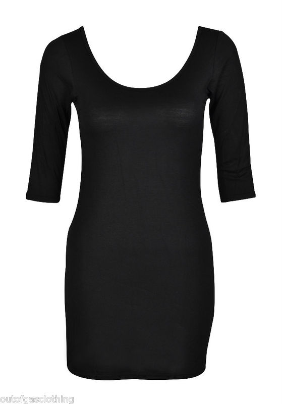 London Black in News: 3 / 4 Sleeve Scoop Neck Bodycon Dress