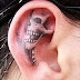 3D SKULL TATTOO ON EAR 