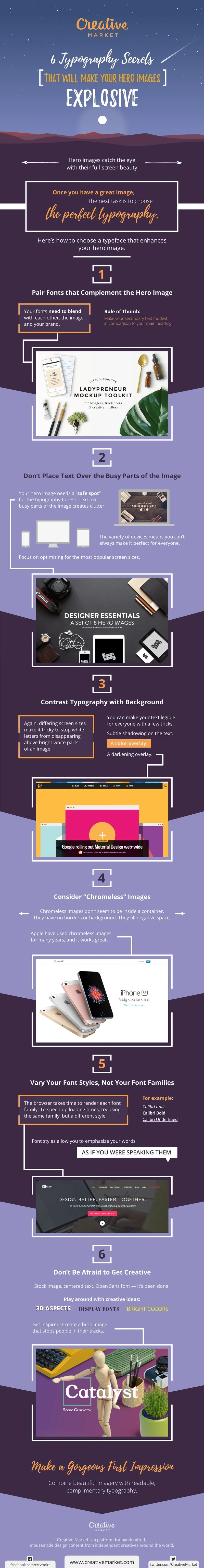 6 Typography Secrets That Will Make Your Hero Images Explosive - #infographic