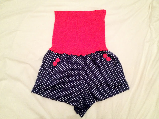 Red and blue polka-dot play-suit