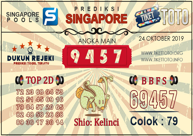 Prediksi Togel SINGAPORE TIKETTOTO 24 OKTOBER 2019