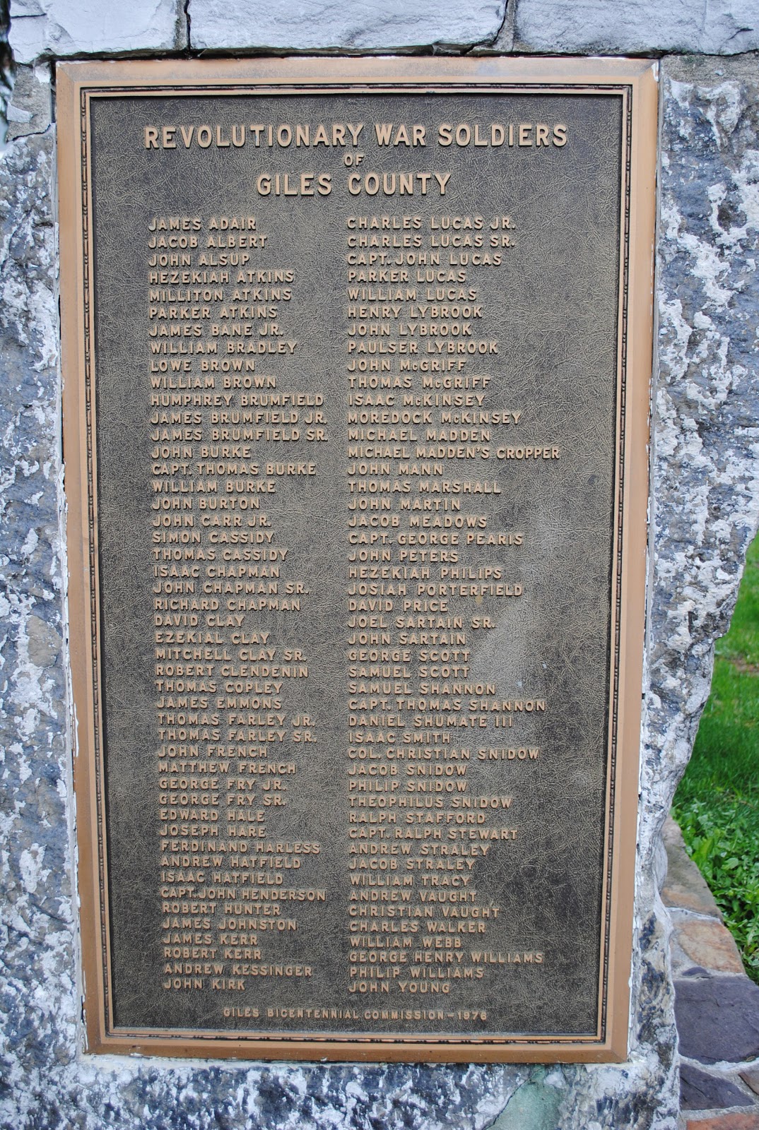 Grandpa's Footsteps Giles Co., VA Revolutionary War Monument
