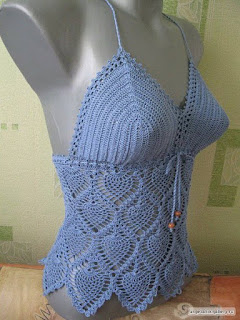 Lace Crocheted Top with Pineapple Motif
