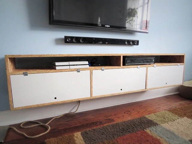 tv console cabinet back on wall